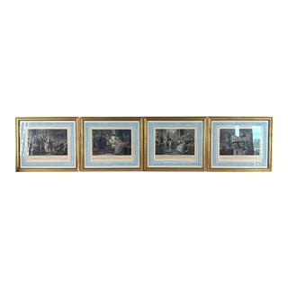 Set of Four French Hand-Colored Engravings Depicting the Life of Latude, Published by Dopter, Paris, Early 19th Century For Sale