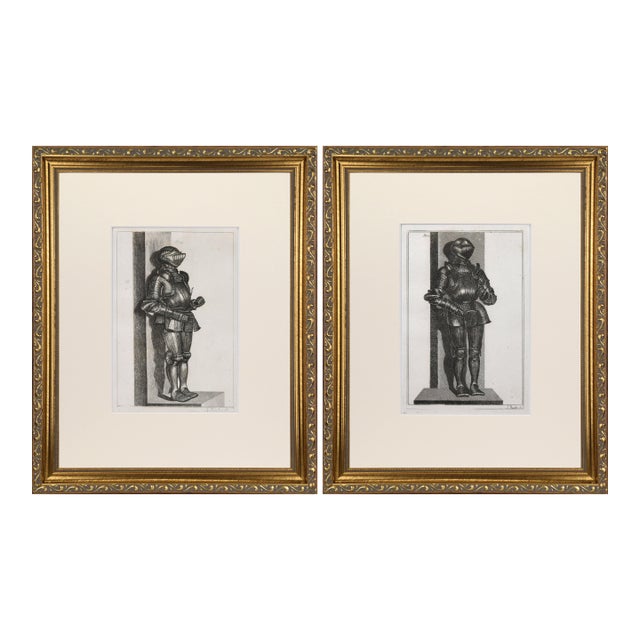 19th Century Engravings of Medeival English Knights Suits of Armour 1801- A Pair For Sale