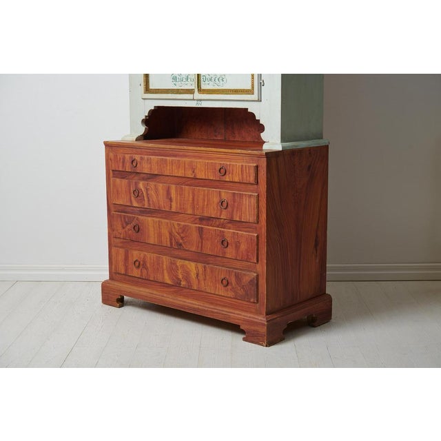 Blue Antique Northern Swedish Tall Pine Rococo Country Cabinet For Sale - Image 8 of 18