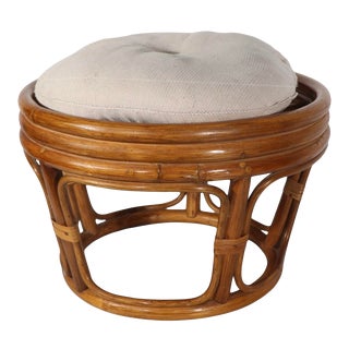 Vintage Bamboo Footstool Ottoman Stool C 1950/60's For Sale
