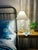 White and Light Blue Butterfly Cloche Lamp For Sale - Image 4 of 7