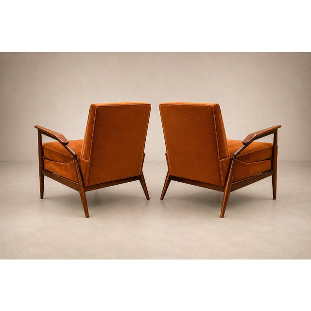 Giuseppe Scapinelli Pair of Armchairs in Caviúna & Burnt Caramel Mohair Velvet, Brazil, 1950s For Sale - Image 14 of 18