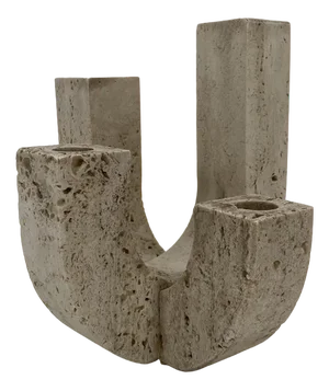 Brutalist Candleholder in Travertine by Fratelli Mannelli, 1970s