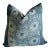 Batik Style Vintage Blue and Gray Floral Pattern Pillow For Sale