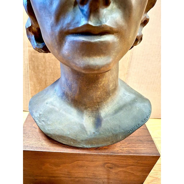 Early 20th-Century Female Bronze Bust on Stand by Oliver Grymes For Sale - Image 10 of 16