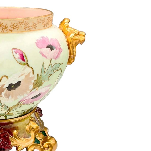 French Hand Painted & Gilt Limoges Porcelain Jardiniere / Base For Sale In New York - Image 6 of 10