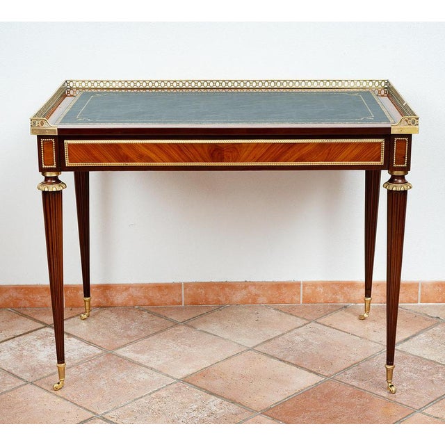 Antique French Napoleon III Desk in Exotic Woods with Gilded Bronze Elements, 19th Century For Sale - Image 6 of 9