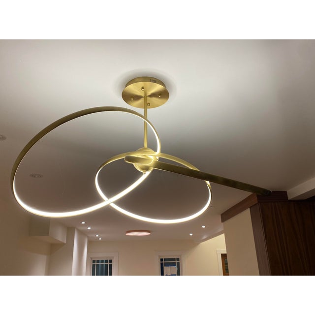 Contemporary Vintage Warm Led Orbital Chandelier — Reproduction of Corbett Alula 341-42-Vb, Brass, 42" For Sale - Image 3 of 6