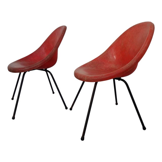 French Fiberglass Side Chairs, 1960s, Set of 2 For Sale