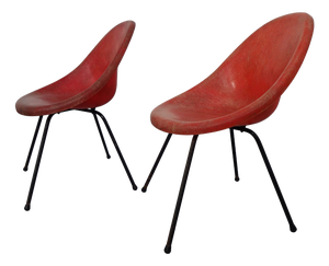 French Fiberglass Side Chairs, 1960s, Set of 2