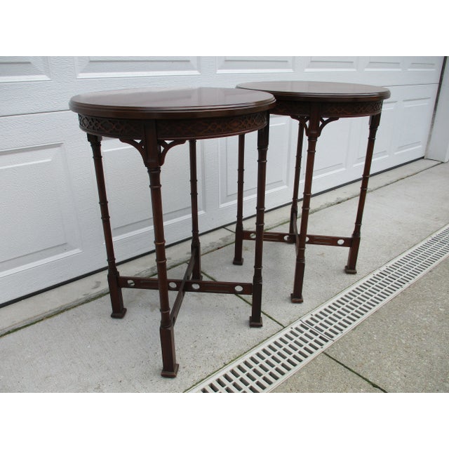 Early 20th Century Round Mahogany Chippendale Side Tables For Sale - Image 5 of 12