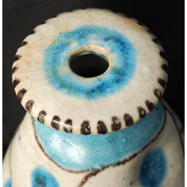 Glazed ceramic table lamp, handcrafted and hand-painted, signed "C.A.S. Vietri Italy" on the bottom. The body is decorated...