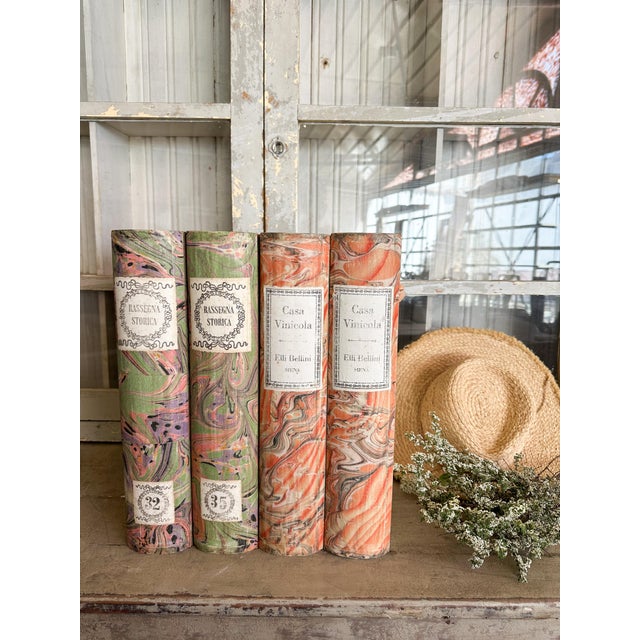 Italian Decorative Book Boxes with Marbled Paper Spine, Set of 4 For Sale - Image 5 of 5