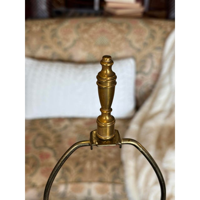 French 1960s Pair Louis XV Style Brass and Ceramic Floral Table Lamps For Sale - Image 3 of 17