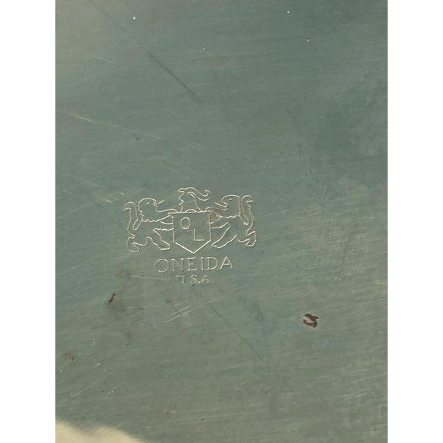 Mid 20th Century Vintage Oneida Silverplate Ornate Round Serving Tray For Sale - Image 5 of 5
