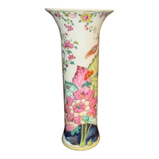 Mottahedeh Tobacco Leaf Porcelain Trumpet Vase - 11 Inch For Sale