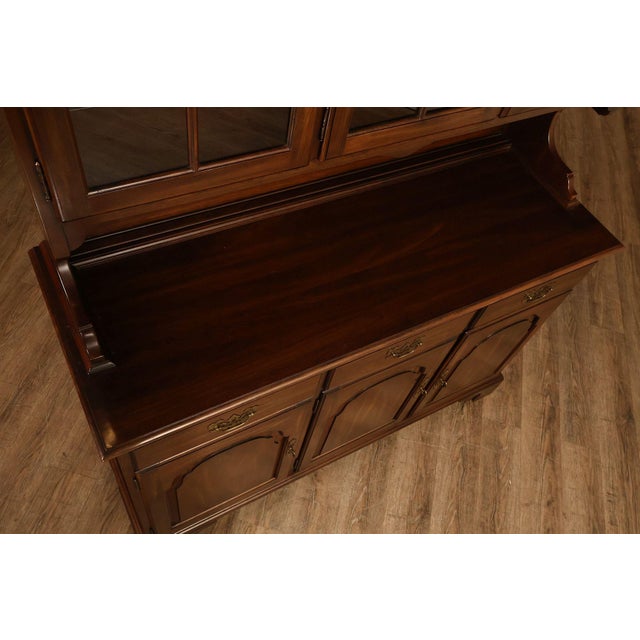 Ethan Allen Georgian Court Style Cherry Step Back Hutch China Cabinet For Sale - Image 12 of 18