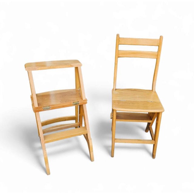 Library Ladder Chairs, 1950s, Set of 2 For Sale - Image 11 of 18