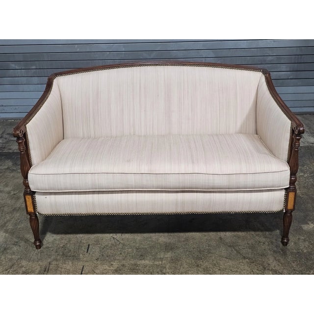 Hickory Chair Furniture Company Hickory Chair James River Mahogany Sheraton Style Settee Sofa Loveseat For Sale - Image 4 of 10