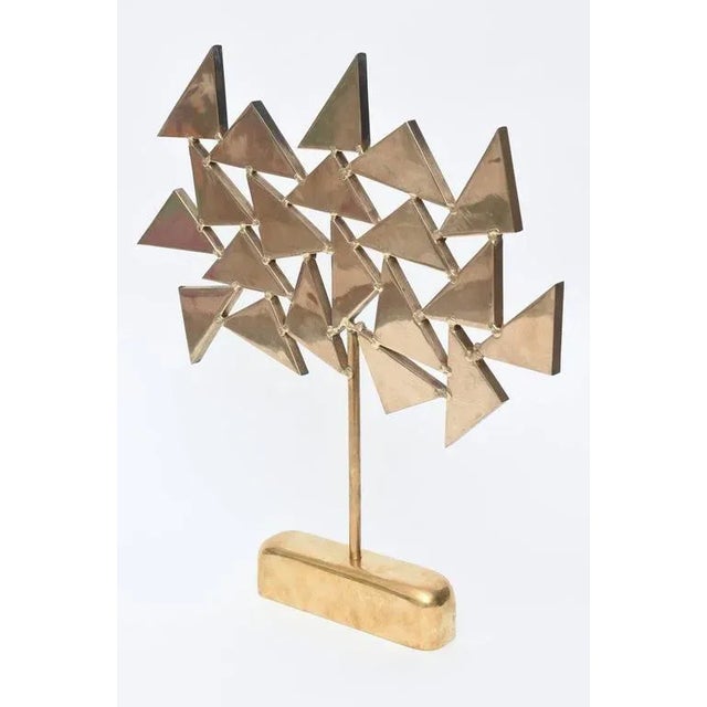 Abstract Signed Chevalier Brass Geometric Sculpture French 1960's For Sale - Image 3 of 10