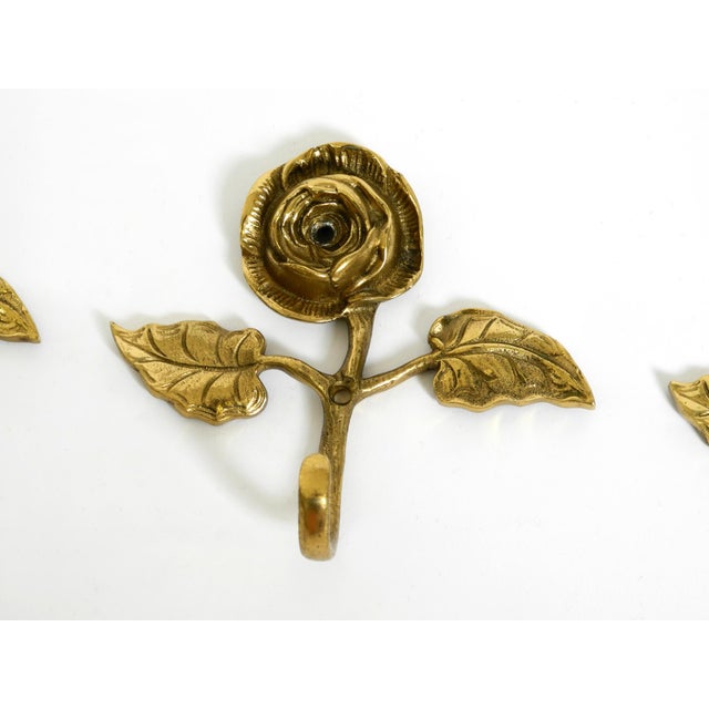 1950s Mid-Century Brass Rose Wall Coat Hooks, 1950s, Set of 5 For Sale - Image 5 of 10