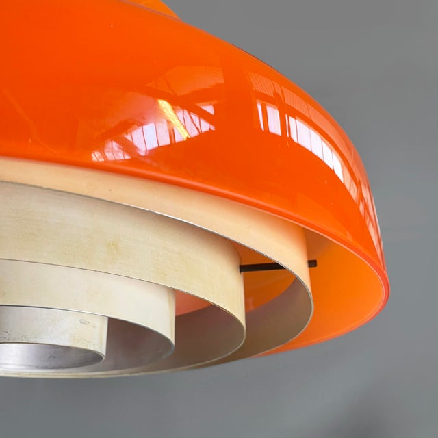 Mid-Century Modern Italian Pendant in Orange Glass and White Metal, 1970s For Sale - Image 12 of 16