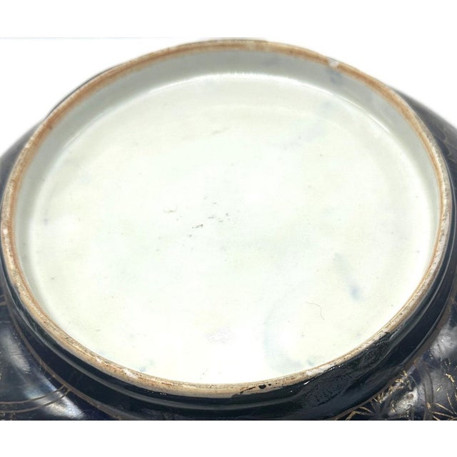 18th C. Qianlong Chinese Export Powder Blue Gilt Famille Rose 11 Inch Punch Bowl, Antique Qing Dynasty Chinoiserie Porcelain, Mandarin Palette For Sale - Image 16 of 18