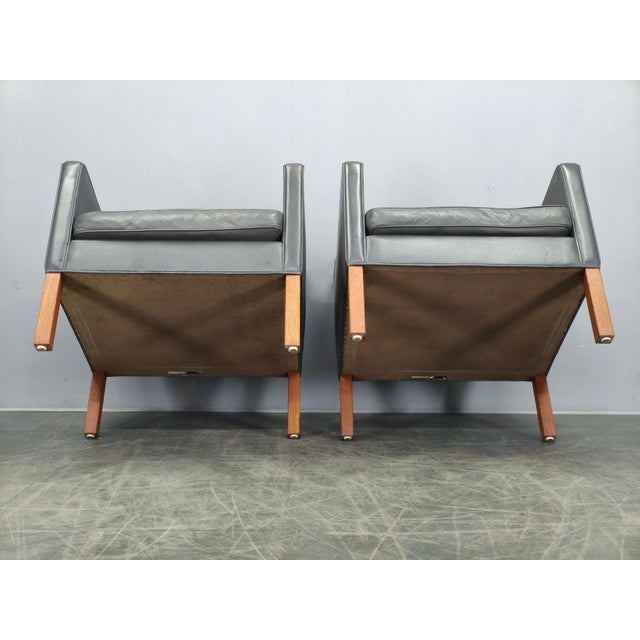 Leather Lounge Chairs by Børge Mogensen for Fredericia, 1970s, Set of 2 For Sale - Image 3 of 18