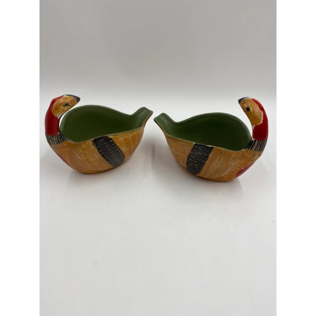 Ceramic Authentic Bitossi for Raymor Italian Ceramic Bird Bowls – Avocado Green Mid-Century Modern Sculptural Objects, Italy, 1960s For Sale - Image 7 of 10