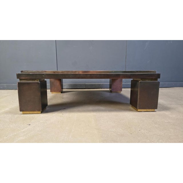Copper and Travertine Coffee Table from Belgochrom, 1970s For Sale - Image 6 of 9