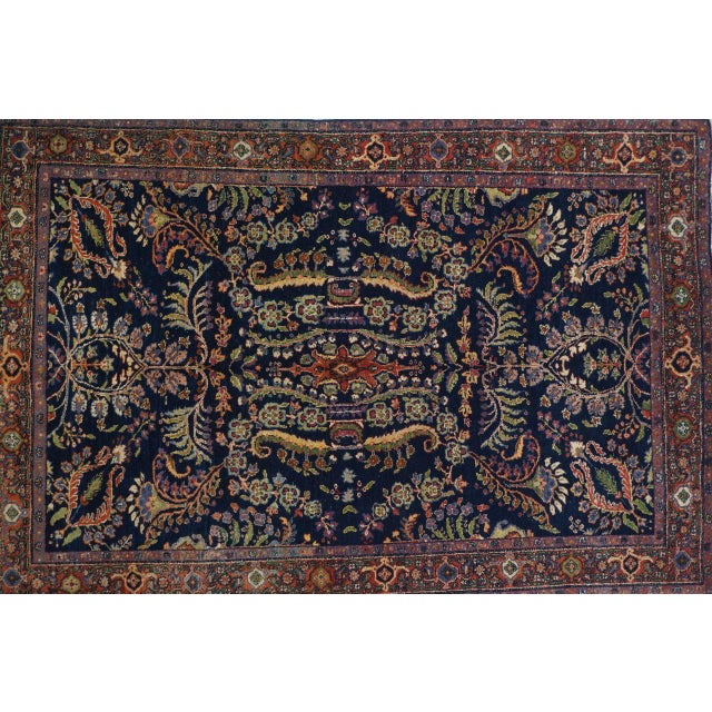 Blue Antique Mohajeran Sarouk Rug 4'5'' X 6'8'' For Sale - Image 8 of 10