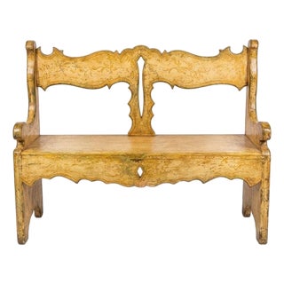 19th Century Continental Painted Pine Bench / Settee For Sale