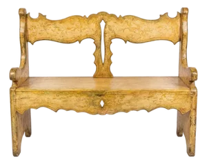 19th Century Continental Painted Pine Bench / Settee