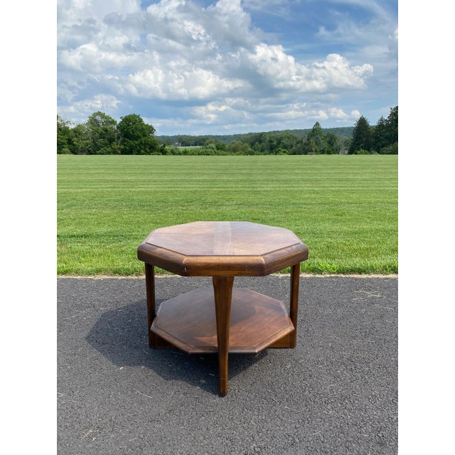 1970s Mid-Century Modern Octagonal Two Tiered Side End Table Adrian Pearsall for Lane For Sale - Image 5 of 13