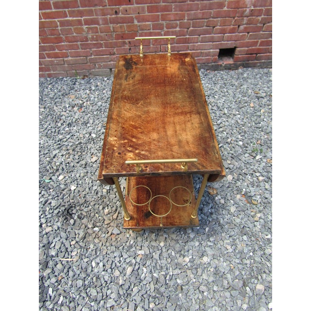 Aldo Tura Goat Skin Parchment Bar Cart by Aldo Tura, Circa 1950s, Italy For Sale - Image 4 of 6