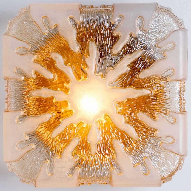 Metal Textured Clear Glass and Pâte De Verre Flush Mount, Germany, 1960s For Sale - Image 7 of 14