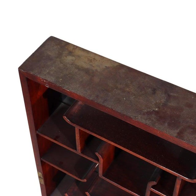 Brown Antique Chinese Mahogany Netsuke Enclosed Display Cabinet C1930 For Sale - Image 8 of 14