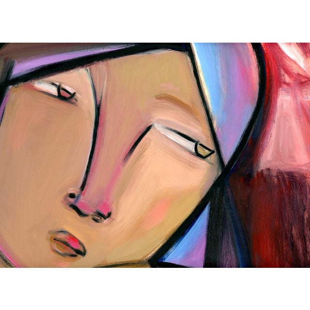 Paper Venetian, Cubist Abstract Portrait Oil Painting by Alexandra Swistak For Sale - Image 7 of 7