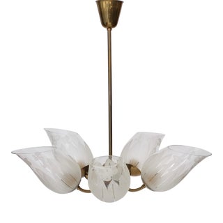 1940s Glass Chandelier by Bo Notini for Glössner, Sweden For Sale