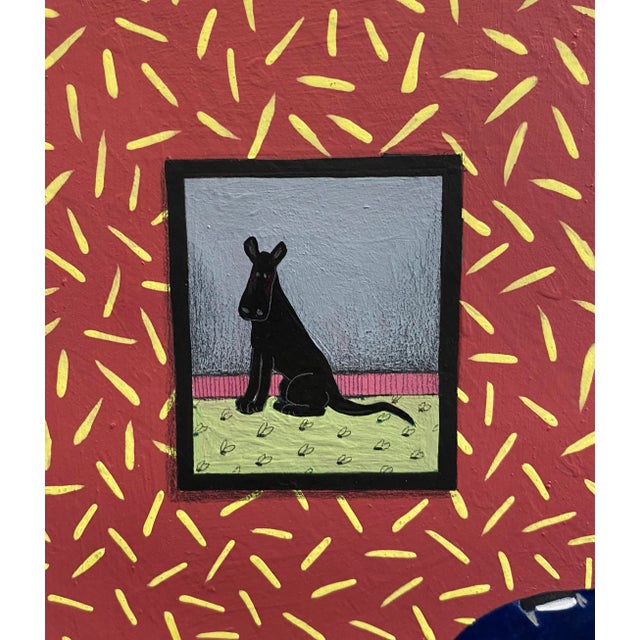 An early painting by Charlotte, North Carolina artist Celia A. Flock. The painting depicts a heavily patterned room with...