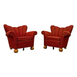 1940s Swedish Lounge Chair Art Deco Style Chairs - Set of 2 For Sale