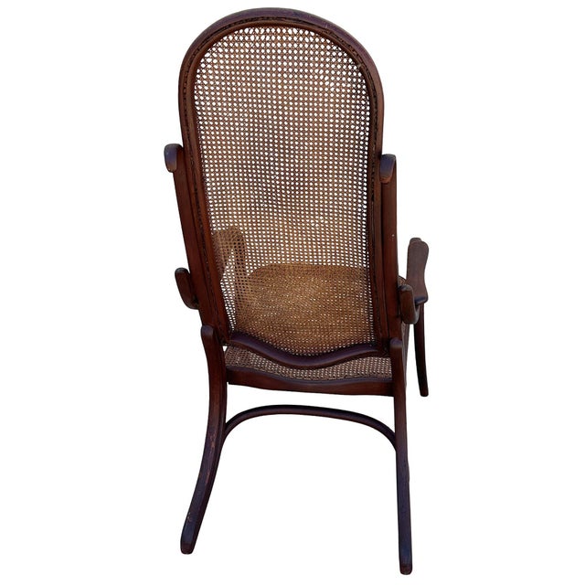 Traditional Rare Vienna Secession Bent Oak & Cane Easy Chair No. 01 Attributed to Thonet For Sale - Image 3 of 5