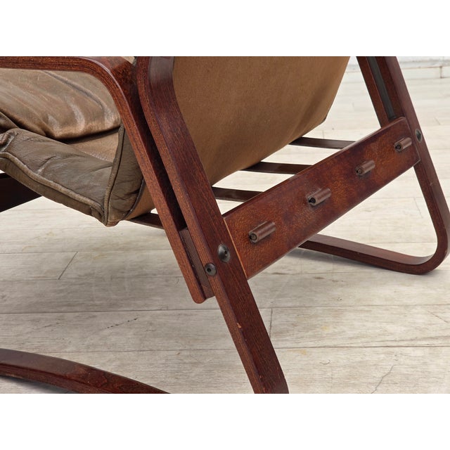 Norwegian Lounge Chair in Brown Furniture Leather, 1970s For Sale - Image 17 of 18