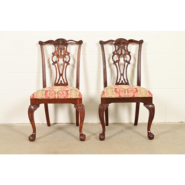 Ethan Allen Chippendale Carved Mahogany Side Chairs or Dining Chairs, Pair For Sale - Image 13 of 13