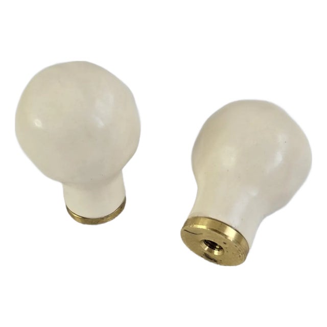 Contemporary Handmade Ceramic, Pair of Lamp Finials. Matte White Finish For Sale