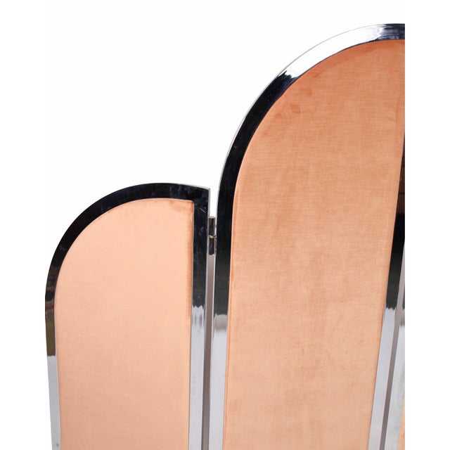 Mid 20th Century Mid-Century Modern Staggered Chrome Dressing Folding Screen Attributed to Arthur Umanoff For Sale - Image 5 of 11