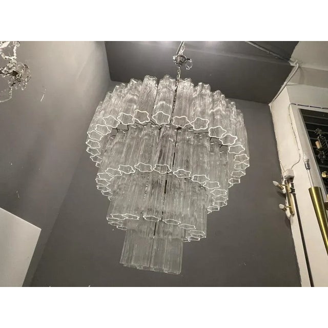 Mid-Century Modern Large Tronchi Murano Glass Tube Chandelier by Paolo Venini, 1980s For Sale - Image 3 of 13