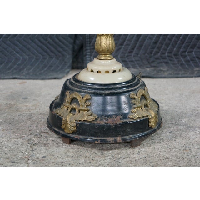 Vintage Art Deco Gooseneck Floor Lamp Drink Tray Smoke Stand Faux Onyx Base For Sale - Image 12 of 17