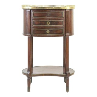 Vintage Mahogany Bedside Table with Marble Top, Italy For Sale