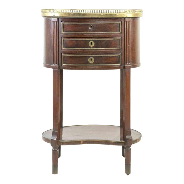 Vintage Mahogany Bedside Table with Marble Top, Italy For Sale